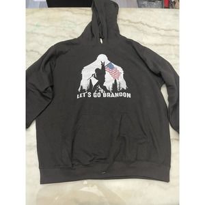 DELTA FLEECE Men’s Black “Lets Go Brandon” Hoodie / Size: XL